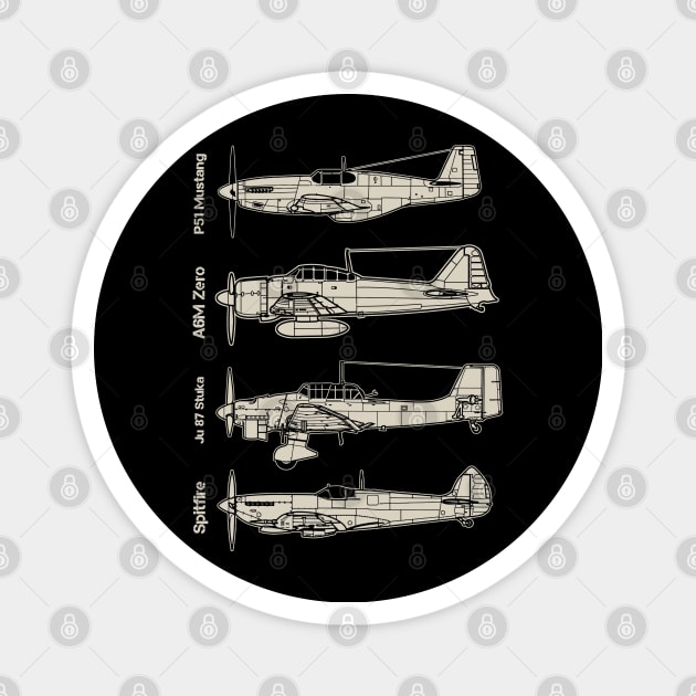 WW2 Iconic Planes Magnet by Distant War